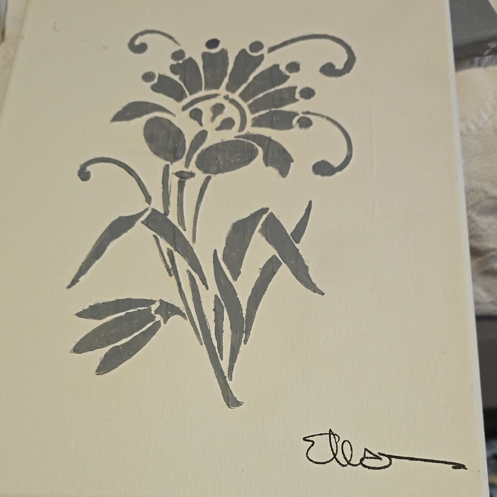 Floral Mixed Media Art on Canvas